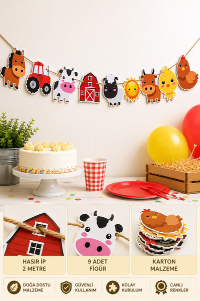 Partifabrik Farm Animals Themed Wall Decor Ornament Farm