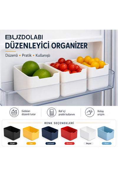 MYE TEKNOLOJİ Buzdolabı Düzenleyici Organizer Raf İçi Saklama Kutusu Mutfak G...