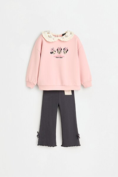 LEFTIES Minnie Mouse ©Disney fırfırlı sweatshirt ve çan paça tayt takımı