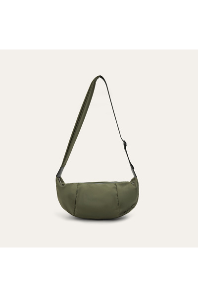 Mudo Women's Khaki Stitched Oval Shoulder Bag