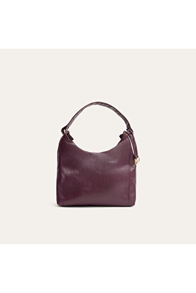 Mudo Women's Plum Wrinkled Leather Look Handbag