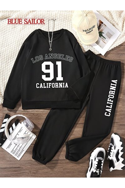 macklin Unisex Women's Men's Los Angeles 91 Printed Oversize 3 Thread Crew Ne...