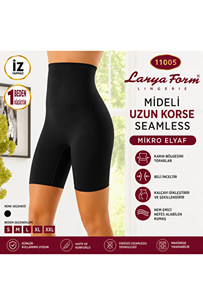 Larya Form Design 11005 Mideli Uzun Korse Seamless Mikro Elyaf Bel ve Karın Sıkılaştırıcı Korse
