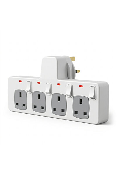 Generic وصلة تمديد كهربائية 13 أمبير بـ 4 منافذ مع USB و Type-C، شريط طاقة بق...