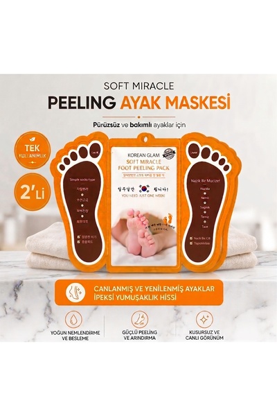 KOREAN GLAM 2 Adet Ayak Soyucu Çorap Ölü Derileri Soyan Ayak Çorabı Peeling M...
