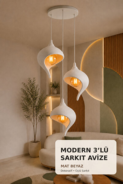 fao shop 7/24 Üçlü Sarkıt Avize Modern Spiral Tasarım Salon Mutfak Dekoratif ...