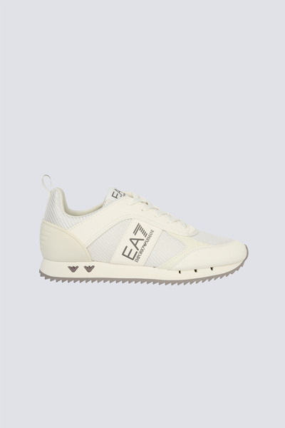 EA7 Unisex Comfortable Sole Breathable Mesh Detailed Eagle Motif Ecru Sneaker
