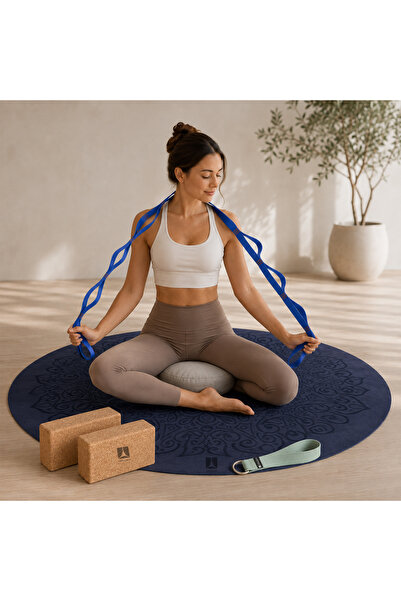 Rebuwo Meditasyon ve Yoga Destek Seti Mor - Mat 85cm + Kadife Minder + Yoga K...