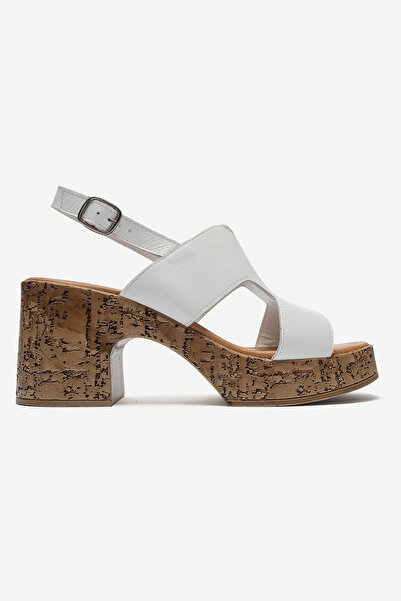 ERNİLA Genuine Leather Thick-Heeled Women's Sandals