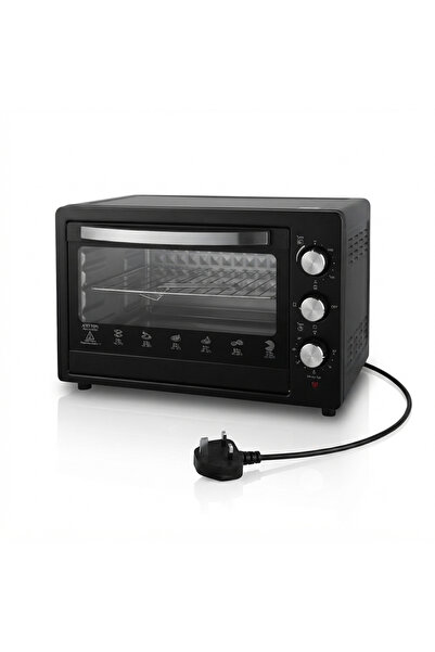 HTHCO Electric Toaster Oven, 52x32x33.5 cm, Black with Wire Rack 3 Control Kn...