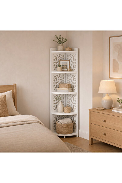 Razo Decorative corner shelf RAZO, 5 levels, 120x33x23cm, White