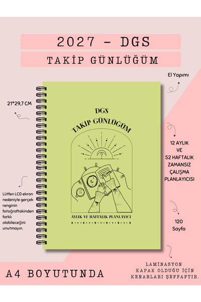 Else Craft 2027 DGS Sınav Takip Günlüğüm - A4 BOYUTUNDA - YEŞİL - Aylık - Haf...