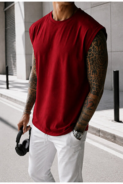 FAVORİST Plain Men's Combed Cotton Fabric (Zero Sleeve) T-Shirt