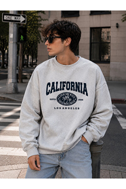 ZAVIXO Unisex Φούτερ με στάμπα California Los Angeles, Oversize, με λαιμόκοψη...