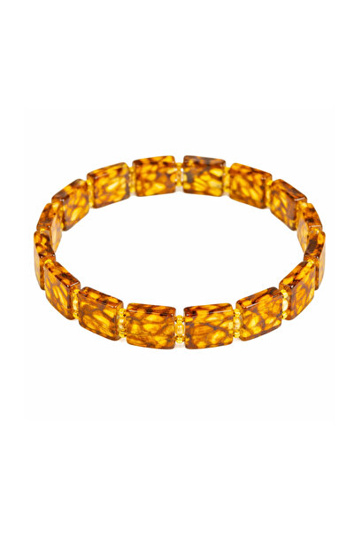 Zeynep Büyükbay Amber Natural Stone Bracelet Model 2 (Rectangular Cut)