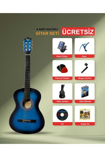 Manuel Raymond Mavi Renk Klasik Gitar 3/4 Junior Başlangıç