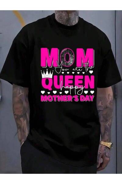 k222 تي شيرت رجالي أسود مضحك بطبعة Queen Mom Happy Mother's Day، ملابس رياضية...