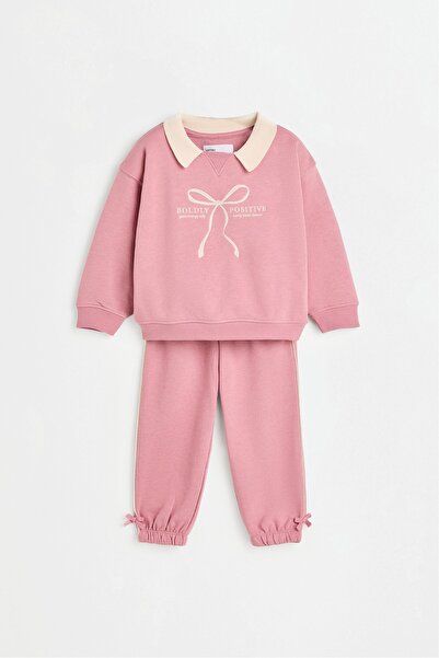 LEFTIES Polo yaka sweatshirt ve bağcıklı pantolon takımı
