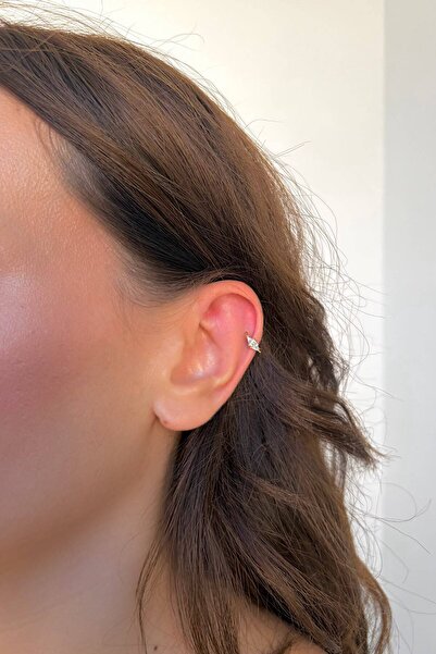 Bijou Luz Gold Zirkon Taşlı İkiz Üçgen Markiz Kesim Halka Piercing