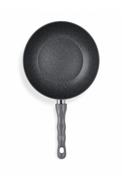 Genel Markalar 28 cm Granit Wok Tava – Gri Saplı Geniş ve Derin Pişirme Tavası