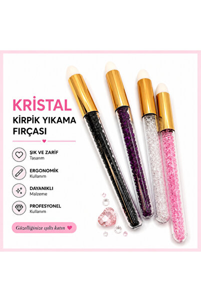 Genel Markalar 1 Adet Kristal Kirpik Yıkama Fırçası – Profesyonel İpek Kirpik...