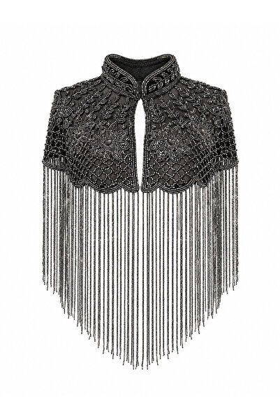 Özge Özgenç Premium Floral Honeycomb Embroidered Cape