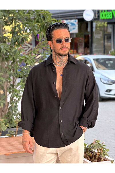 manch collection Viscose Linen Oversize Shirt