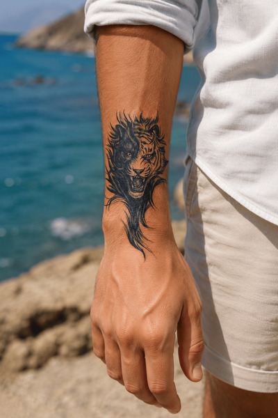 HEDİYEVİM Aslan Sonradan Kararan Yarı Kalıcı Geçici Dövme Tattoo