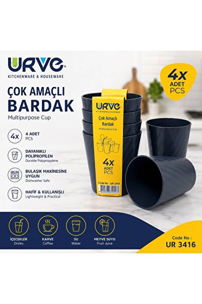 Myplas 4'Lü Çok Amaçlı Bardak Seti Hafif Dayanıklı Plastik Bardak Piknik Ev G...