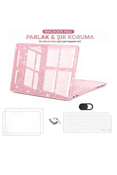UnDePlus Macbook Neo 13 inç A18 Pro A3404 Kılıf +2adet Ekran Koruyucu +OTG +K...
