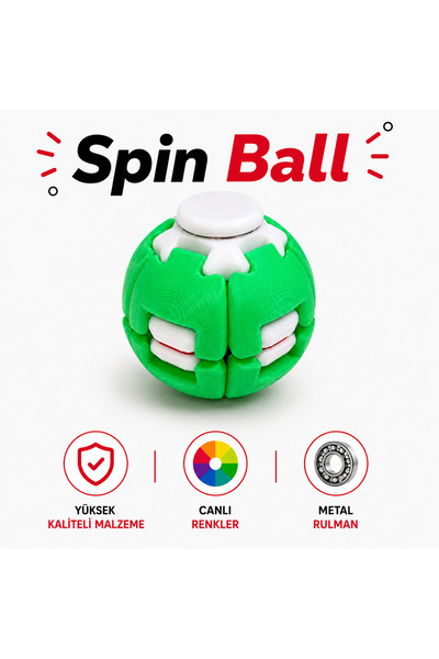 Yeşil-Beyaz SpinBall Stres Topu Metal Rulmanlı Uzun Dönüş Süreli