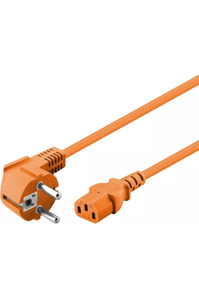 goobay PC Cable 2m ORANGE power supply computer Schuko 90 degree male – CCE f...