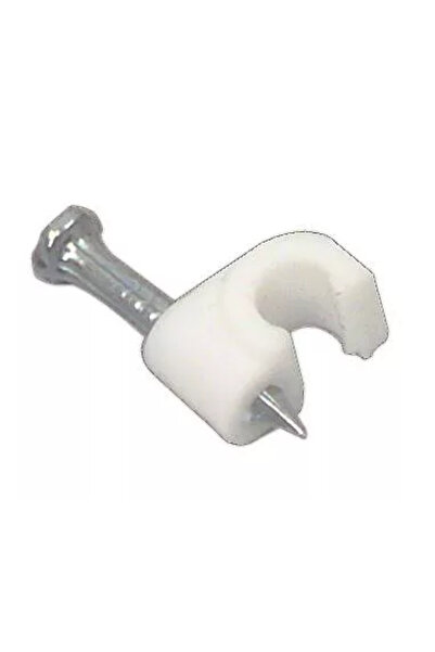 Well Cable fixing clips, round plastic with nail, 4mm, white, 100pcs,