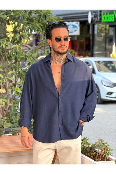 manch collection Viscose Linen Oversize Shirt