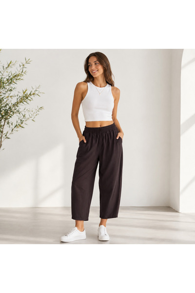 mixxtrend Women's Tencel Mom Fit Carrot Pants