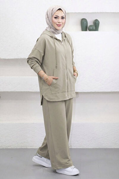 Suede Style 9290 - Κομψό και άνετο γυναικείο σετ με κουκούλα και 2 κλωστές