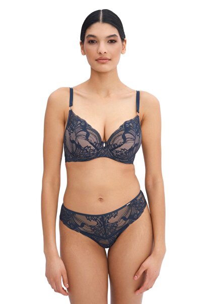 ALLES Indigo Affair Sutien push-up din dantelă indigo, mărimea 65C