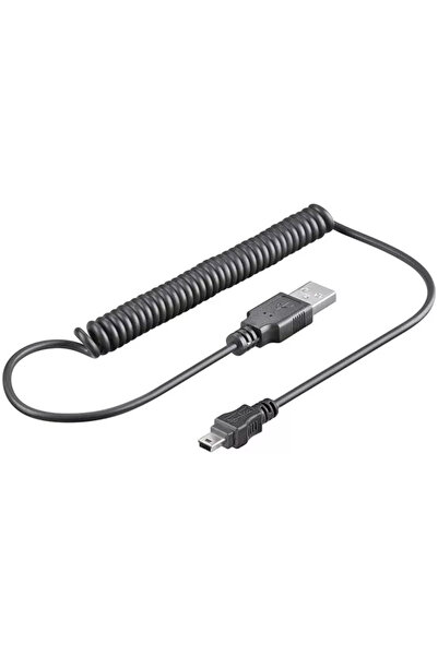 goobay USB A male to mini USB B male coiled data cable 1m