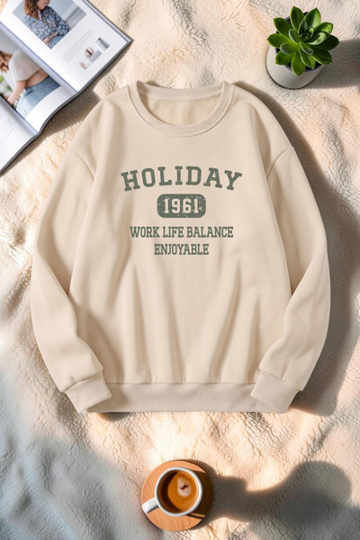 uyguntarz Unisex Holiday Printed Crew Neck Sweatshirt