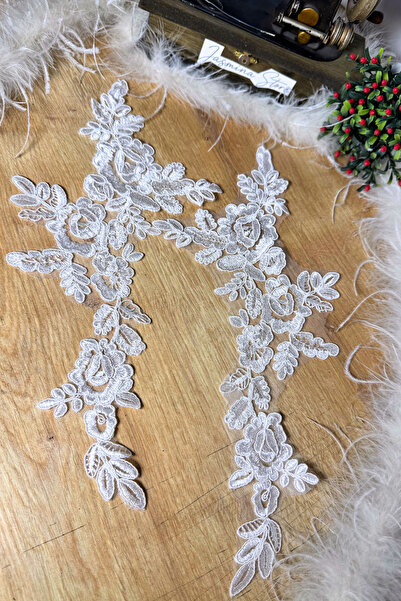jasmina store Απλικέ δαντέλα με κορδόνια και μοτίβο γκιπούρ με σχέδιο τριαντά...