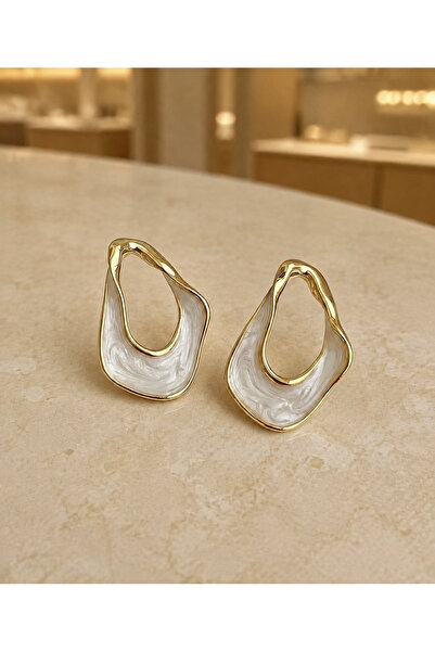 CASELN Asymmetrical Enamel Gold Color Women's Earrings