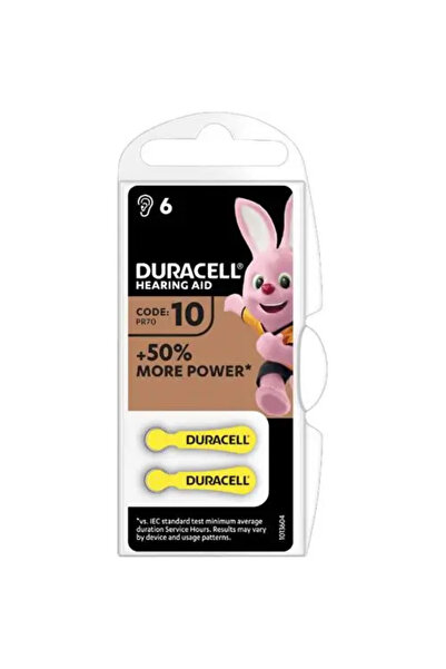 Duracell 10 ZA10 PR70 Baterii pentru aparate auditive 1.45V ZINC-AIR 6 bucăți