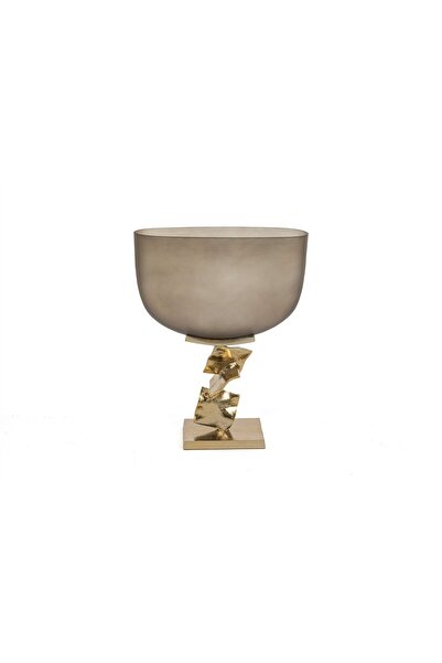 Mikasa Moor Gold Ayaklı Şampanya Cam Dekoratif Kase 18x55cm