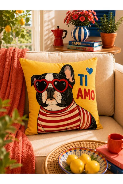 Nari Collections Patterned 1 Piece Throw Pillow Cover 43X43 cm Suede Fabric Decorative Pillowcase with Hidden Zipper (Double-Sided Printed)