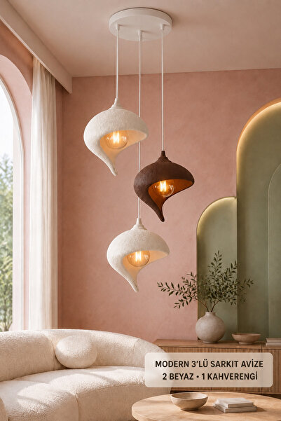 fao shop 7/24 Üçlü Sarkıt Avize Modern Spiral Tasarım Salon Mutfak Dekoratif ...
