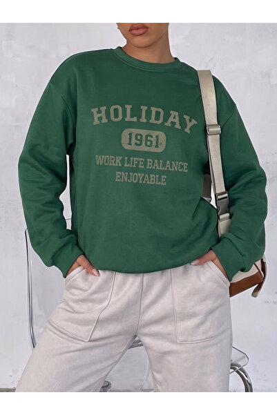 uyguntarz Unisex Holiday Printed Crew Neck Sweatshirt