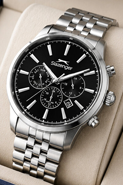 Slazenger Functional Steel Cord, Steel Case Men's Wristwatch Bracelet Gift Si...