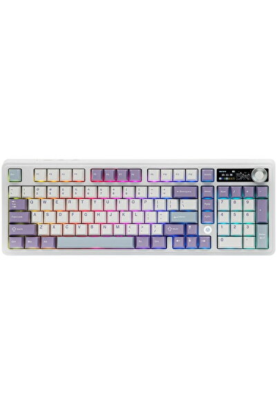 Ajazz Tastatura mecanica de gaming MechLands AK980 V2 cu ecran, baterie de 10...