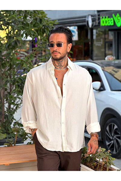manch collection Viskon Keten Oversize Gömlek