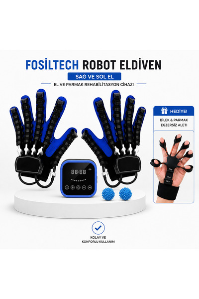 FOSILAVM ÇİFT EL SAĞ VE SOL EL REHABİLİTASYON ROBOT ELDİVEN ( XL BEDEN )